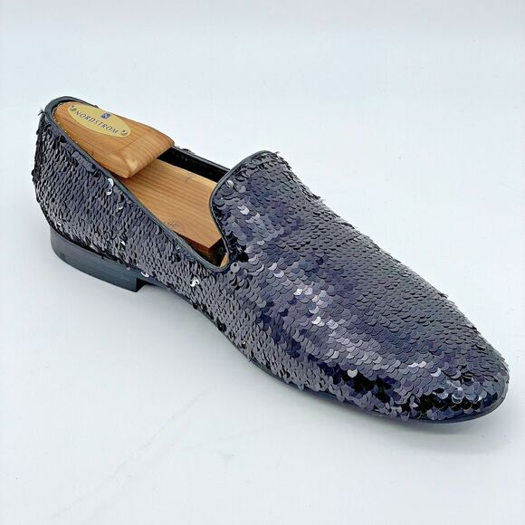 Giorgio Brutini Sequin Dress Shoes Loafers Men\'s 8M Black to Silver Party Prom main image 14